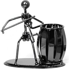 Delixa Dekoratif Keman Çalan Adam Metal Kalemlik Masa Süsü