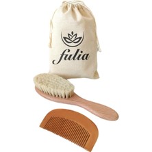 Delixa Fulia Elegance Maxi Boy Doğal Keçi Kılı Bebek Saç Fırçası ve Doğal Ahşap Tarak 2'li Set