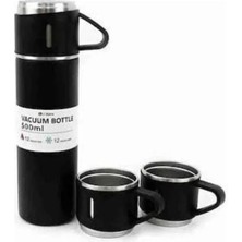 Epilons Termos Paslanmaz Çelik Termos Siyah Renk 3 Bardaklı Termos Seti