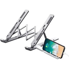 Delixa Taşınabilir Katlanabilir Folding Alüminyum Dizüstü Bilgisayar Standı Alüminyum Ayarlanabilir Açı ve