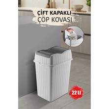 22 L Slim Çift Kapaklı Dekoratif Çöp Kutusu, Ev ve Ofis Için Mükemmel Düzenleyici