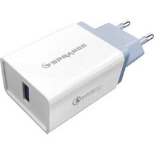 Delixa Sprange Q-30 3.0A USB Çıkışlı Hızlı Ev Şarj Başlığı