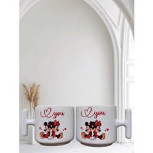 UltraMint Iki Parça Micky Mouse Love Temalı Tasarımlı Çift Kupa Seti