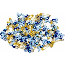 Be Beauty 50 Adet Plastik Iğneli Yunus Balığı Figürlü Maşallah Nazar Boncuğu 5 mm