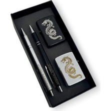 UltraMint Sevgililer Günü Özel Çakmak ve Kalem Seti, Isim Yazılı, Şık Kutuda