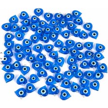 Seçilir Kalp Şeklinde 70 Adet 1 cm Cam Nazar Boncuğu - Takı, Nişan, Nikah , Maşallah ve Karne Hediyesi Için