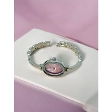 UltraMint Pembe Kristal Camlı Kadın Çelik Kordon Saat, Sevgililer Günü Hediye
