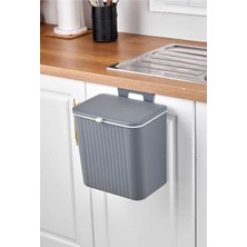 Gri Fonksiyonel Kapaklı Banyo ve Mutfak Tezgah Üstü Çöp Kovası