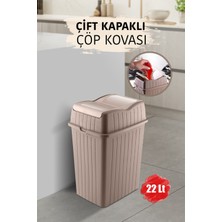 22L Çift Kapaklı Slim Dekoratif Çöp Kutusu, Ev, Ofis, Banyo, Mutfak Için