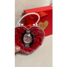 UltraMint Sevgililer Günü Kalpli Güllü Hediye Kutulu Şık Saat
