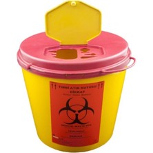 10 Adet Sarı Plastik Atık Kutusu, 5 Litre, Kilitli Kapaklı, Sağlıklı Kullanım