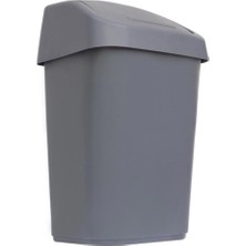 10 L Sallanan Kapaklı Plastik Çöp Kovası, Şık ve Kullanışlı Gri Tasarım