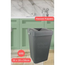 40LT Siyah Tek Kapaklı Çöp Kutusu, Şık ve Fonksiyonel Tasarım