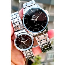 UltraMint Şık Gümüş Renk Çift Saat Takımı Kadın ve Erkek Sevgili Hediye