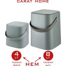 Pratik 2'li Gri Kapaklı Iç Kovalı Mutfak Çöp Kovası Seti