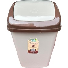 Sallanır Kapaklı Plastik Çöp Kutusu, 5 Litre, Kiremit-Krem, 29X14X17 cm