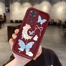 Ucuc Xiaomi Redmi Note 11/11S Uyumlu Bordo Silikon Darbeye Dayanıklı Lens Korumalı Bow Deseni Kılıf
