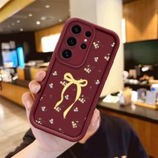 Ucuc Samsung Galaxy S24 Ultra Uyumlu Bordo Silikon Darbeye Dayanıklı Lens Korumalı Bow Deseni Kılıf