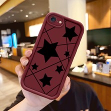 Ucuc iPhone 7/8/se 2020 2022 Uyumlu Bordo Silikon Darbeye Dayanıklı Lens Korumalı Yıldız Deseni Kılıf