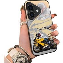 Ucuc iPhone 16 Uyumlu Silikon Kenar Sert Arka Anti Düşme Kılıfı Yarış Arabası Tarzı