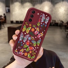 Ucuc Samsung Galaxy S21 Fe 5g Uyumlu Bordo Silikon Darbeye Dayanıklı Lens Korumalı Nostaljik Deseni Kılıf