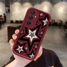 Ucuc Samsung Galaxy A25  Uyumlu Bordo Silikon Darbeye Dayanıklı Lens Korumalı Yıldız Deseni Kılıf