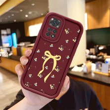 Ucuc Xiaomi Redmi Note 11/11S Uyumlu Bordo Silikon Darbeye Dayanıklı Lens Korumalı Bow Deseni Kılıf