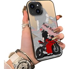 Ucuc iPhone 14 Plus/15 Plus Uyumlu Silikon Kenar Sert Arka Anti Düşme Kılıfı Yarış Arabası Tarzı