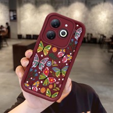 Ucuc Infinix Smart 8/smart 8 Pro Uyumlu Bordo Silikon Darbeye Dayanıklı Lens Korumalı Nostaljik Deseni Kılıf