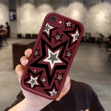 Ucuc iPhone 7/8/se 2020 2022 Uyumlu Bordo Silikon Darbeye Dayanıklı Lens Korumalı Yıldız Deseni Kılıf