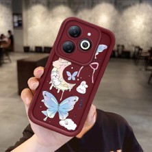 Ucuc Infinix Smart 8/smart 8 Pro Uyumlu Bordo Silikon Darbeye Dayanıklı Lens Korumalı Bow Deseni Kılıf