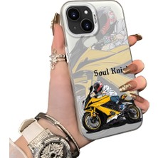 Ucuc iPhone 14 Plus/15 Plus Uyumlu Silikon Kenar Sert Arka Anti Düşme Kılıfı Yarış Arabası Tarzı