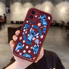 Ucuc iPhone 12 Uyumlu Bordo Silikon Darbeye Dayanıklı Lens Korumalı Stitch Deseni Kılıf