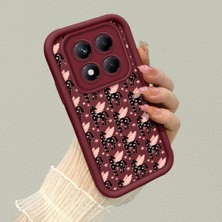 Ucuc Xiaomi Redmi Note 14 Pro Plus 5g Uyumlu Bordo Silikon Darbeye Dayanıklı Lens Korumalı Nostaljik Deseni Kılıf