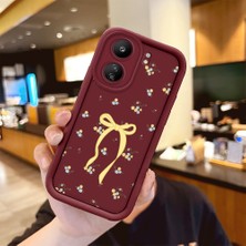 Ucuc Xiaomi Poco C65 Uyumlu Bordo Silikon Darbeye Dayanıklı Lens Korumalı Bow Deseni Kılıf