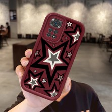 Ucuc Xiaomi Redmi Note 11/11S Uyumlu Bordo Silikon Darbeye Dayanıklı Lens Korumalı Yıldız Deseni Kılıf