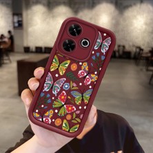 Ucuc Xiaomi Redmi 13 Uyumlu Bordo Silikon Darbeye Dayanıklı Lens Korumalı Nostaljik Deseni Kılıf