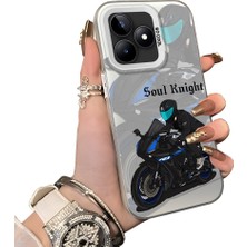 Ucuc Realme C51 Uyumlu Silikon Kenar Sert Arka Anti Düşme Kılıfı Yarış Arabası Tarzı