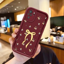 Ucuc Xiaomi Redmi Note 10/10S Uyumlu Bordo Silikon Darbeye Dayanıklı Lens Korumalı Bow Deseni Kılıf