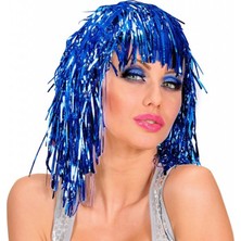 MiraLive Mavi Işıltılı Metalize Parti Peruğu