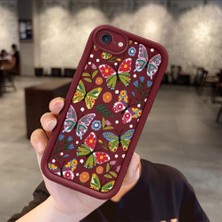 Ucuc iPhone 7/8/se 2020 2022 Uyumlu Bordo Silikon Darbeye Dayanıklı Lens Korumalı Nostaljik Deseni Kılıf