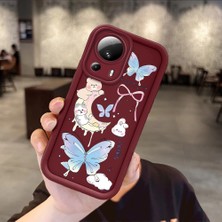 Ucuc Xiaomi 13 Lite Uyumlu Bordo Silikon Darbeye Dayanıklı Lens Korumalı Bow Deseni Kılıf