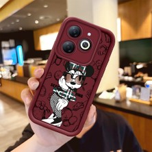 Ucuc Tecno Spark 20/20C/GO 2024 Uyumlu Bordo Silikon Darbeye Dayanıklı Lens Korumalı Mickey Deseni Kılıfı