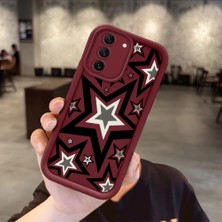 Ucuc Samsung Galaxy S21 Fe 5g Uyumlu Bordo Silikon Darbeye Dayanıklı Lens Korumalı Yıldız Deseni Kılıf