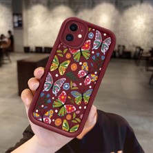 Ucuc iPhone 12 Uyumlu Bordo Silikon Darbeye Dayanıklı Lens Korumalı Nostaljik Deseni Kılıf