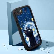 Ucuc iPhone 7/8/se 2020 2022 Uyumlu Silikon Malzeme Darbeye Dayanıklı Siyah Renkli Kılıf Kedi Deseni