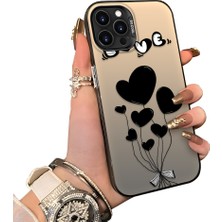 Ucuc iPhone 15 Pro Uyumlu Kalp Balon Desenli Korumalı Silikon Telefon Kılıfı Kalp Balon