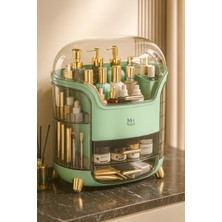 UltraMint Fıstık Yeşili Çok Gözlü Kırılmaz Şeffaf Kapaklı Makyaj Organizeri