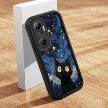 Ucuc Infinix Hot 20 Uyumlu Silikon Malzeme Darbeye Dayanıklı Siyah Renkli Kılıf Kedi Deseni
