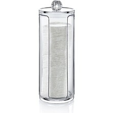 UltraMint Şeffaf Disk Pamukluk Organizeri, Pratik ve Şık Makyaj Malzemesi Kutusu